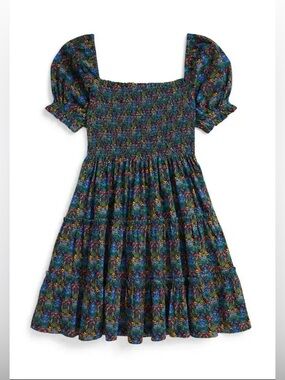 NWT Ralph Lauren Girls Floral Smocked Cotton Jersey Dress